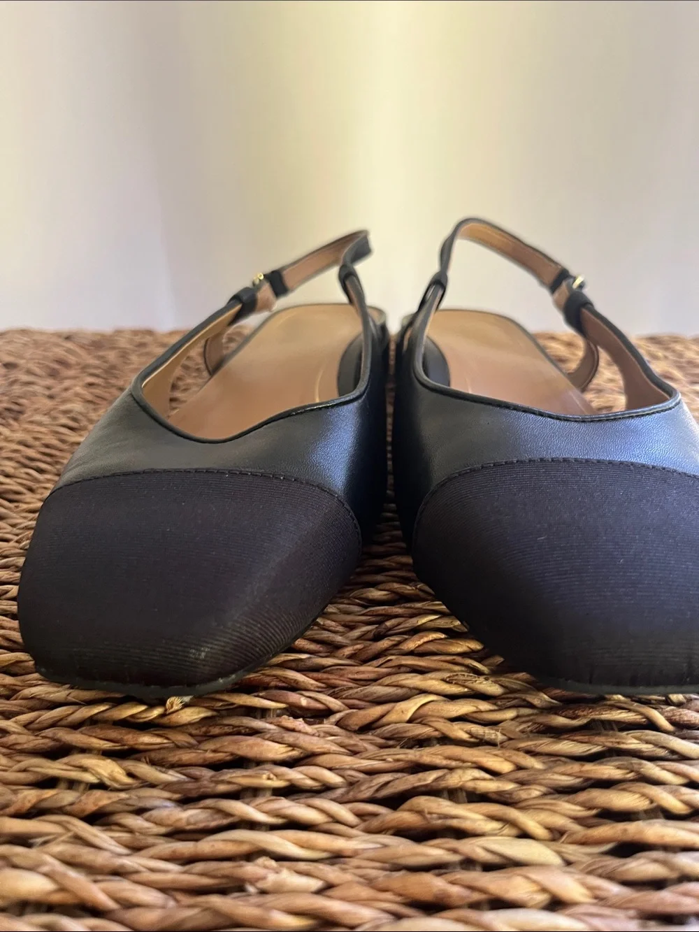 Vionic Black Pointed Toe Slingback Flats with Buckle
